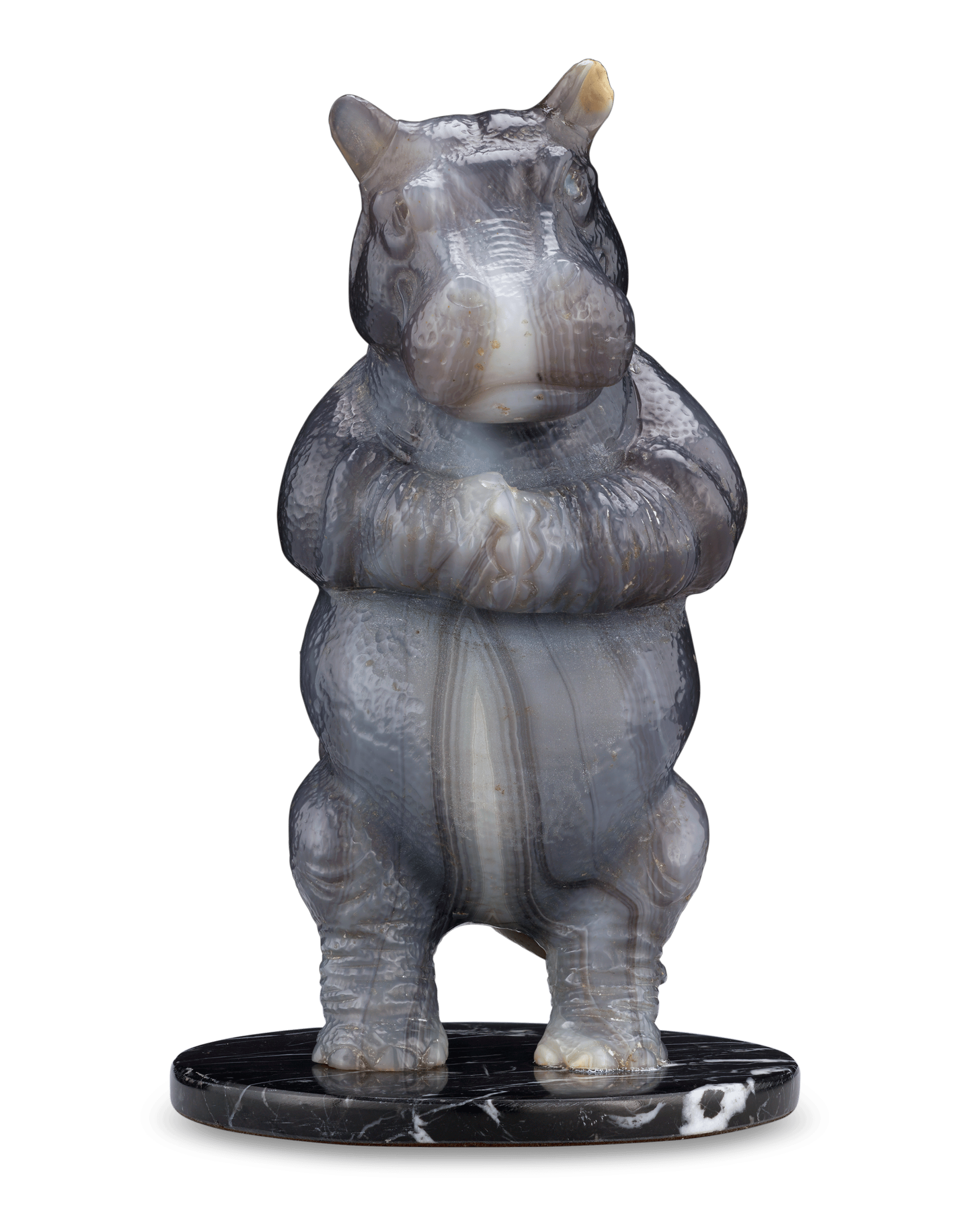 Carved Quartz Hippopotamus by Andreas von Zadora-Gerlof