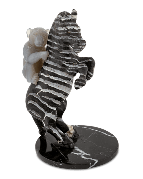 Striped Jasper Zebra with Monkey by Andreas von Zadora-Gerlof