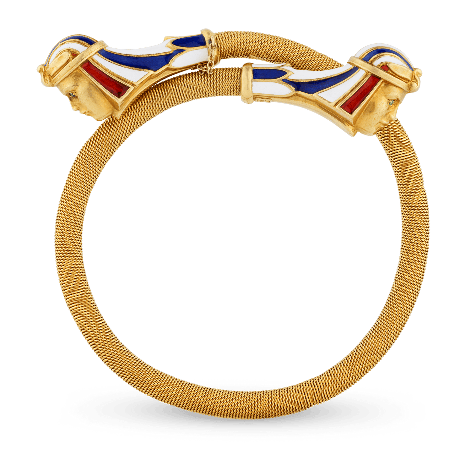 Egyptian Revival Pharaoh's Head Crossover Bracelet
