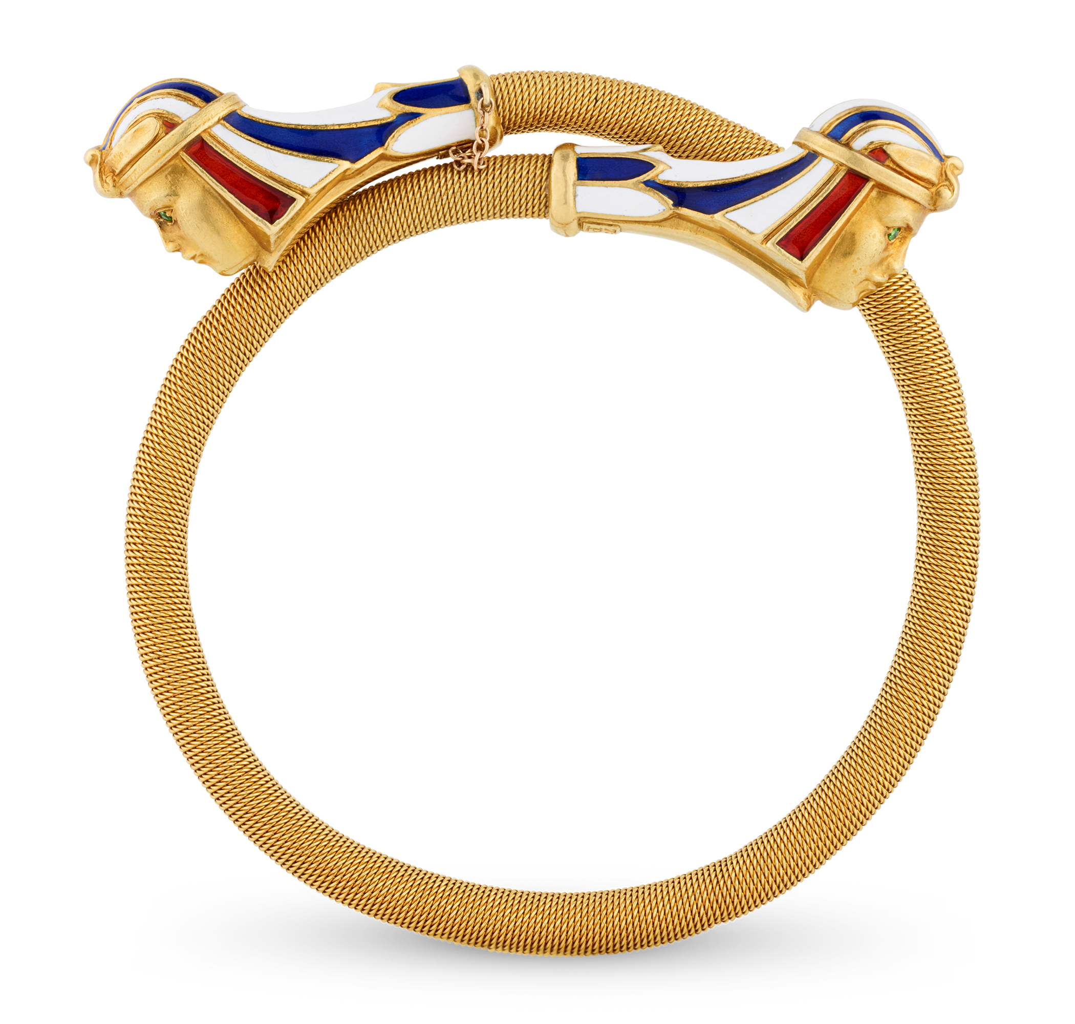 Egyptian Revival Pharaoh's Head Crossover Bracelet