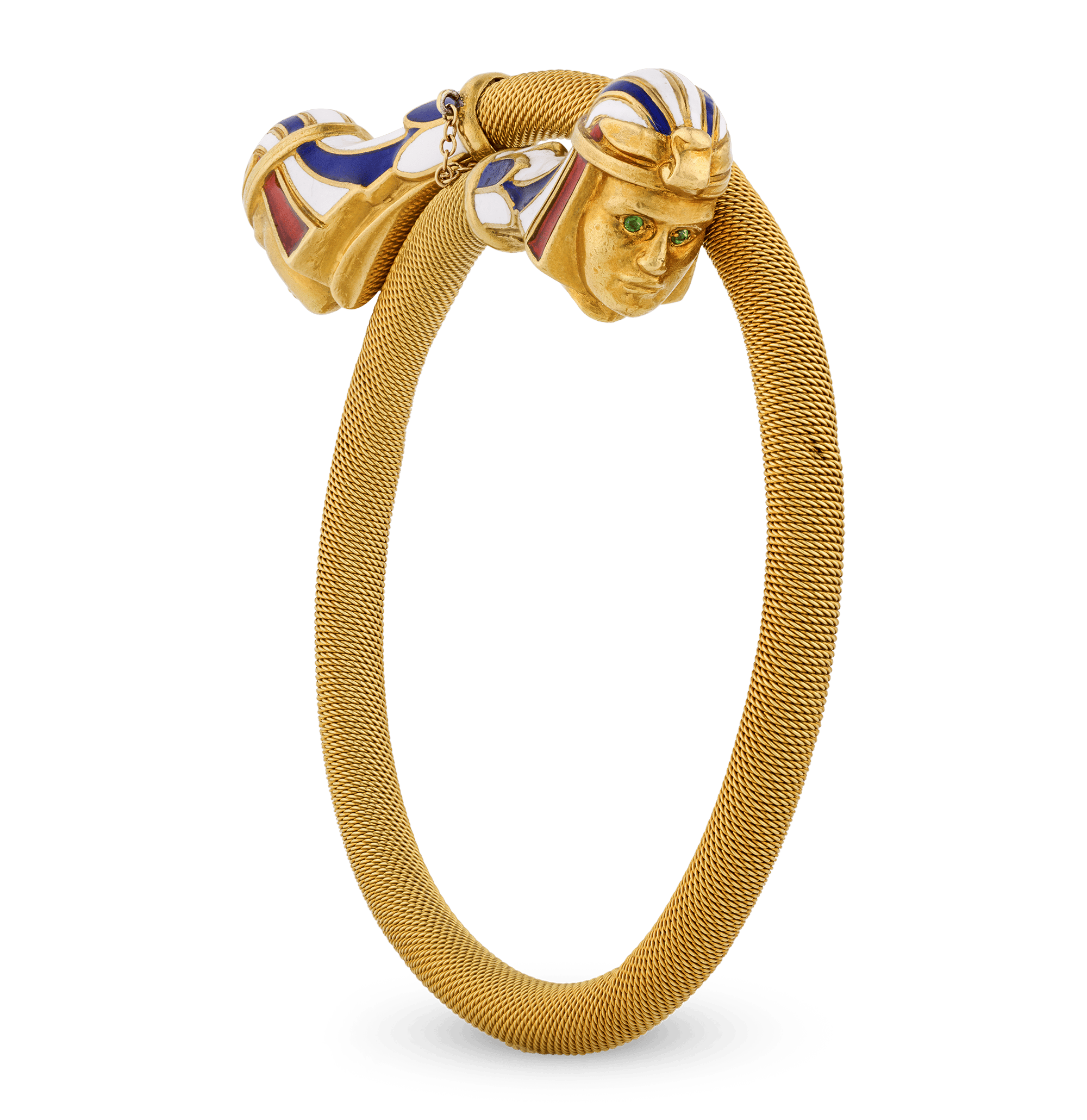 Egyptian Revival Pharaoh's Head Crossover Bracelet