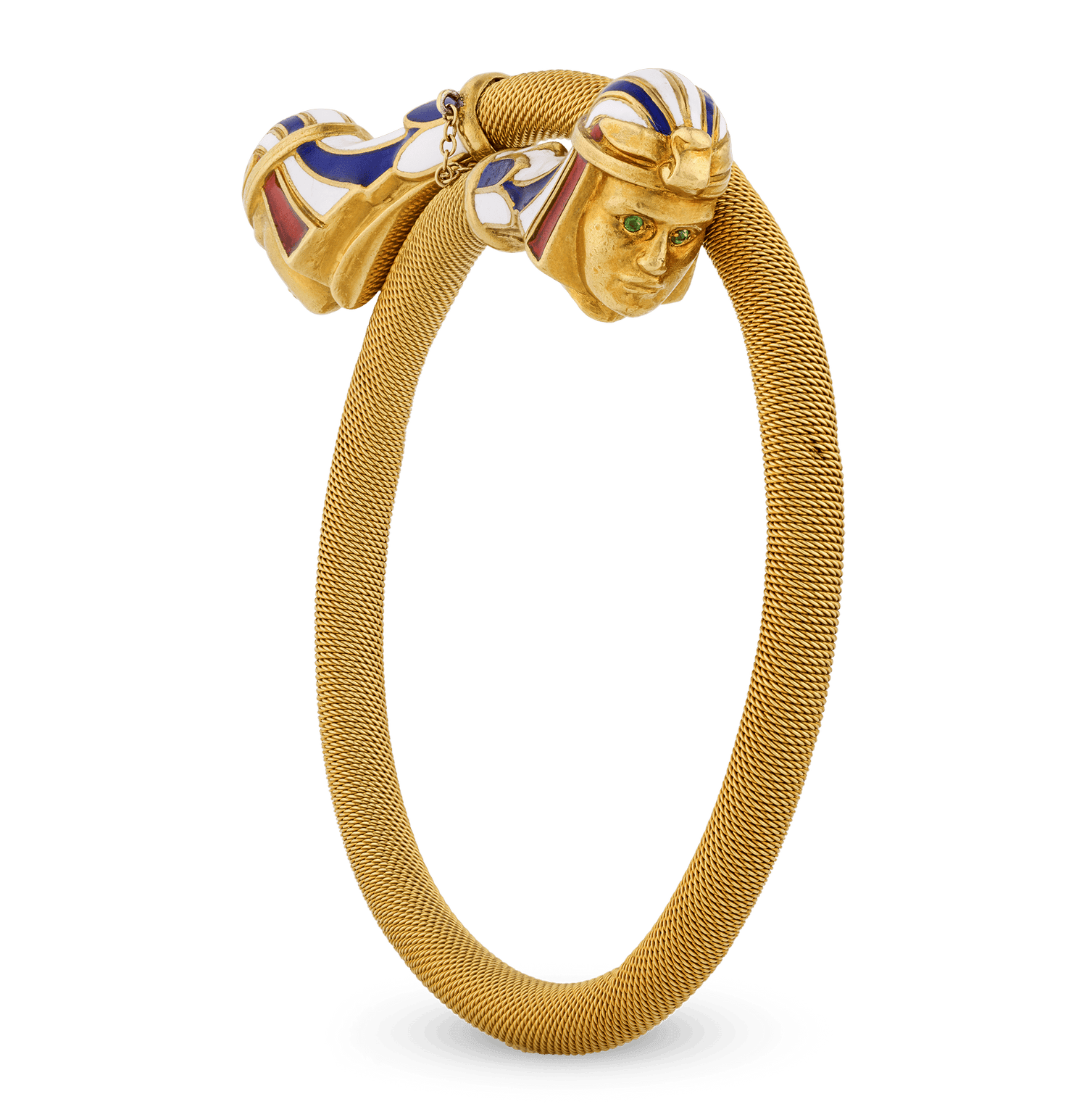 Egyptian Revival Pharaoh's Head Crossover Bracelet
