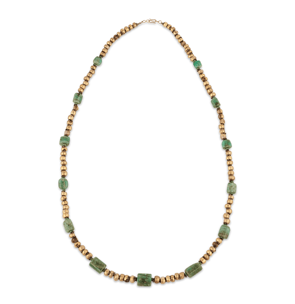 Ancient Egyptian Emerald and Gold Necklace