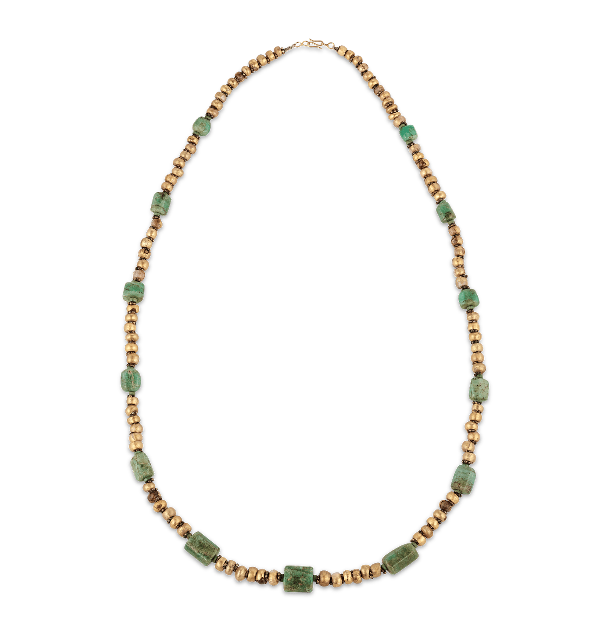 Ancient Egyptian Emerald and Gold Necklace