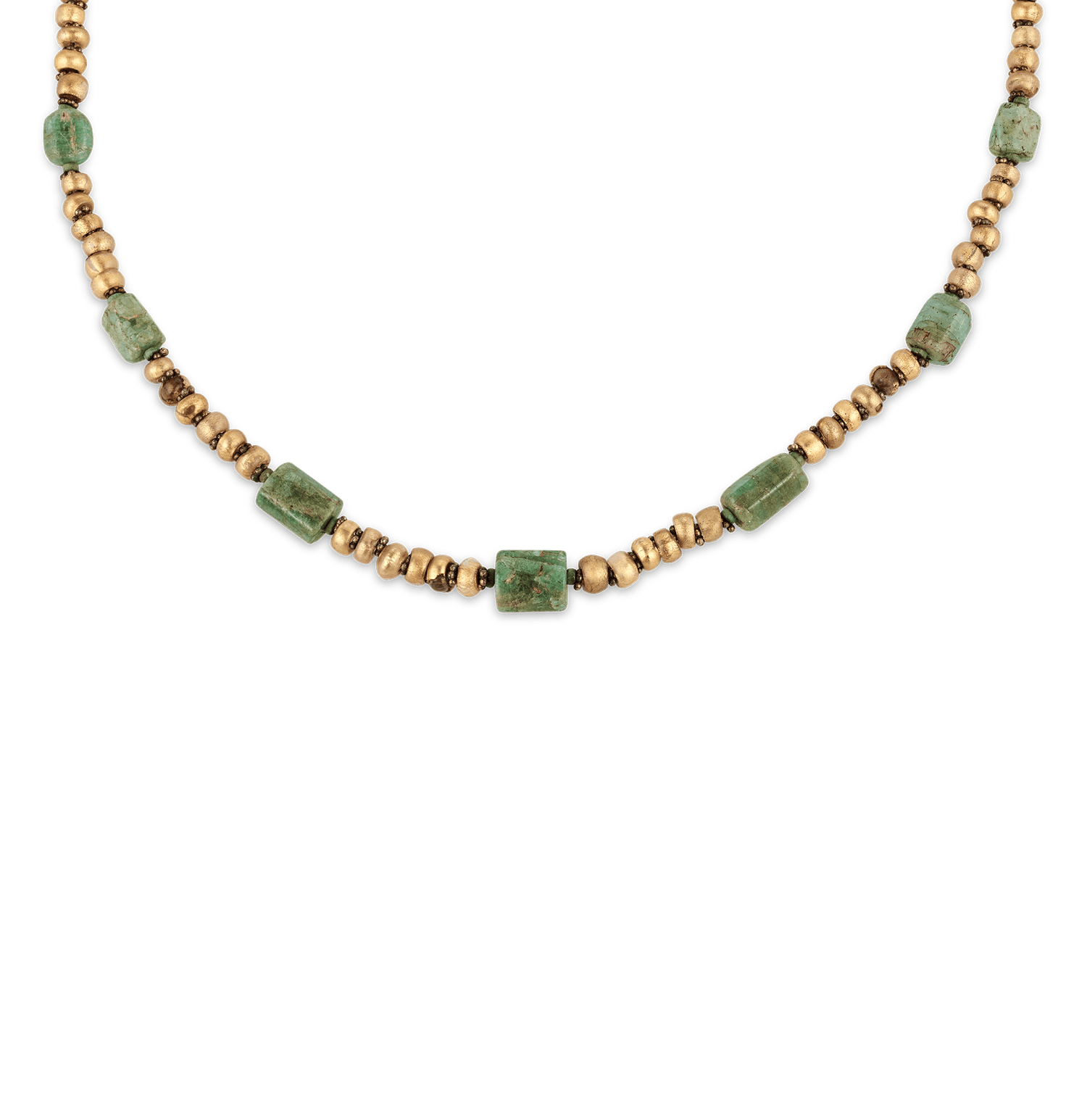 Ancient Egyptian Emerald and Gold Necklace