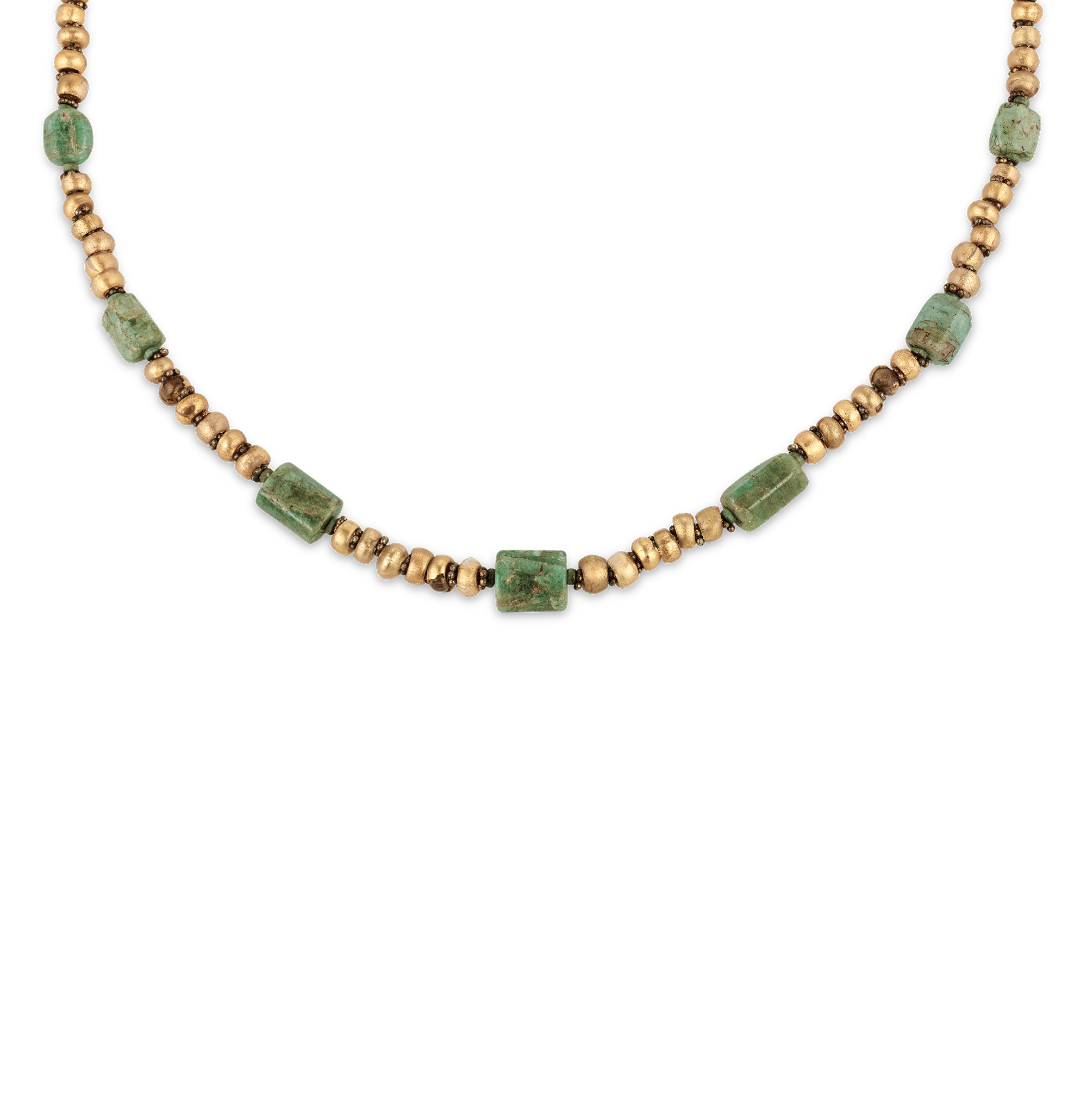 Ancient Egyptian Emerald and Gold Necklace