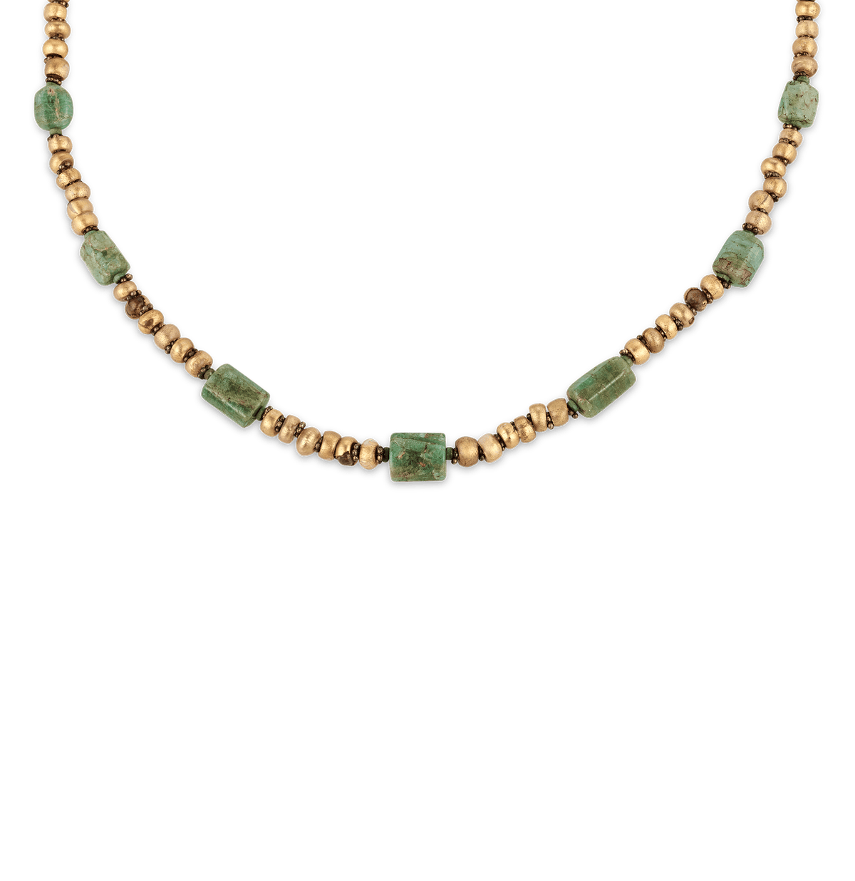 Ancient Egyptian Emerald and Gold Necklace