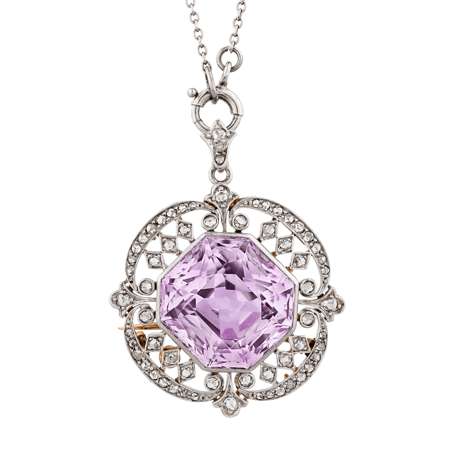 Marcus & Co. Edwardian Kunzite Pendant Brooch