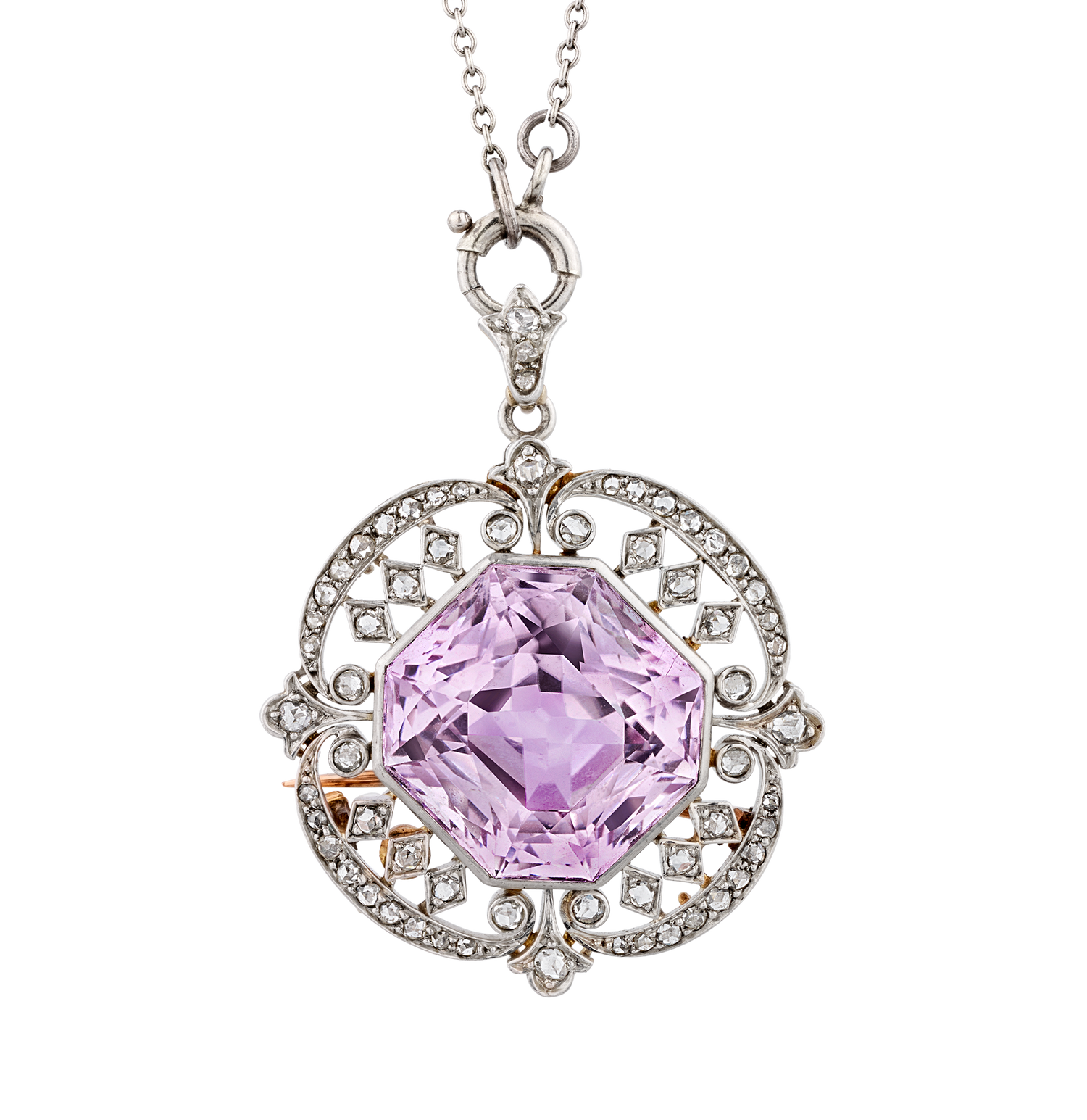 Marcus & Co. Edwardian Kunzite Pendant Brooch
