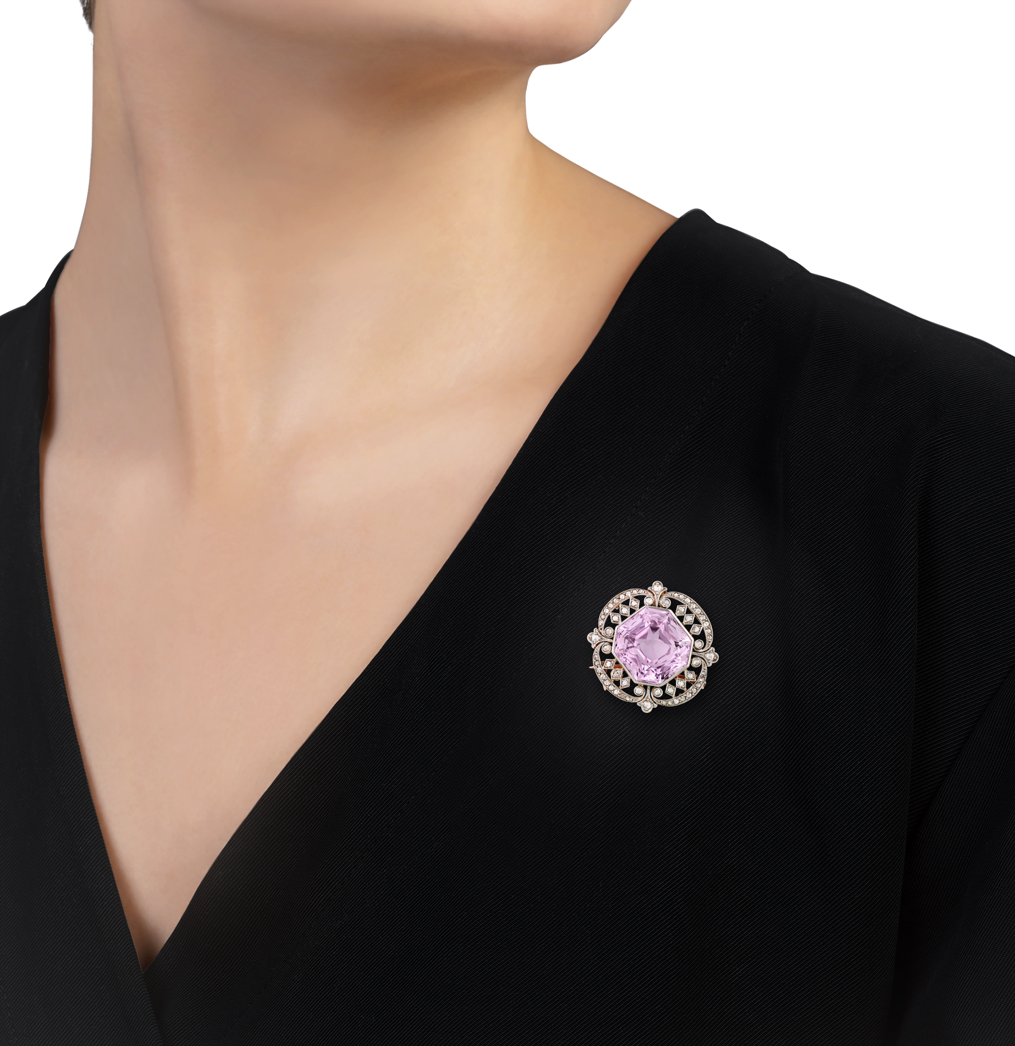 Marcus & Co. Edwardian Kunzite Pendant Brooch