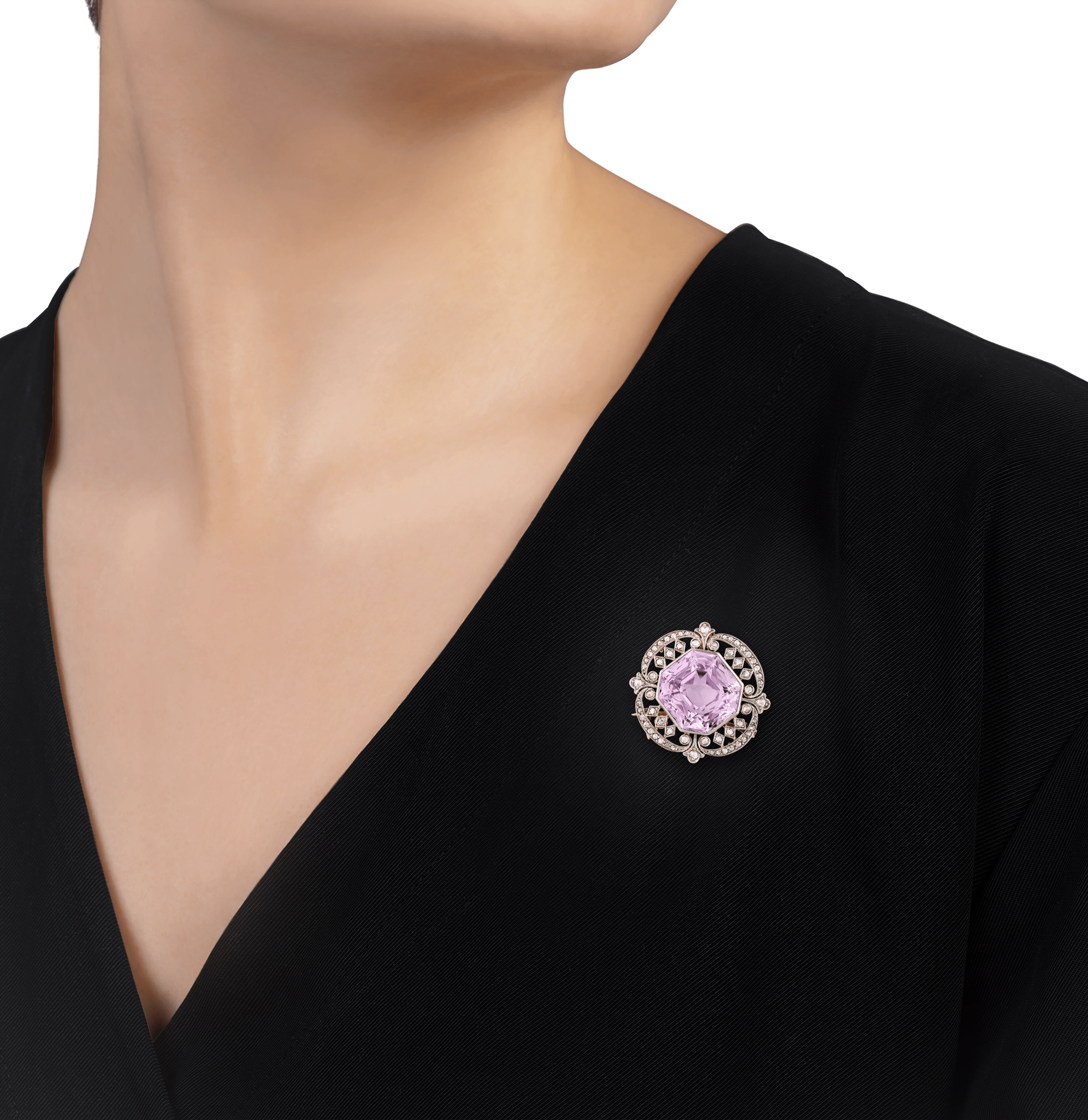 Marcus & Co. Edwardian Kunzite Pendant Brooch