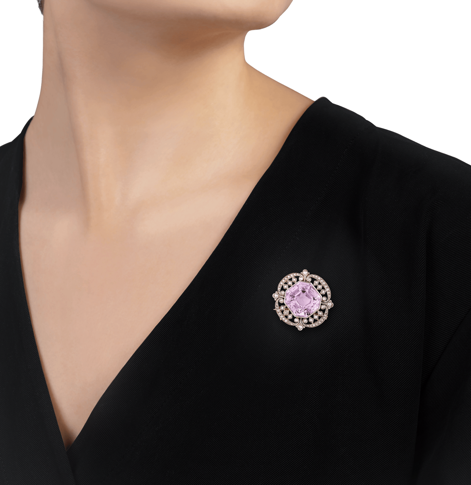 Marcus & Co. Edwardian Kunzite Pendant Brooch