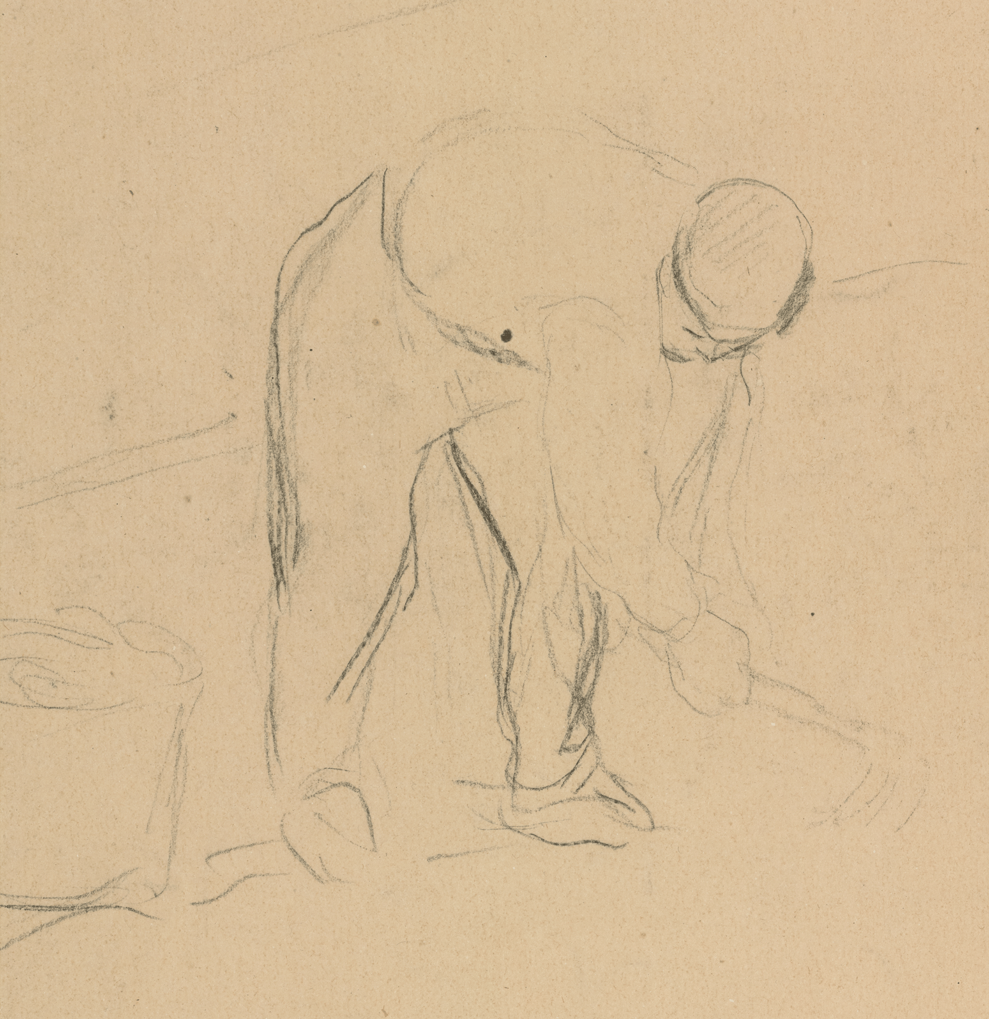 Two Plowmen in a Field by Camille Pissarro