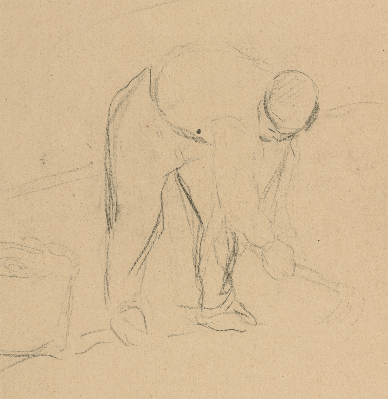 Two Plowmen in a Field by Camille Pissarro