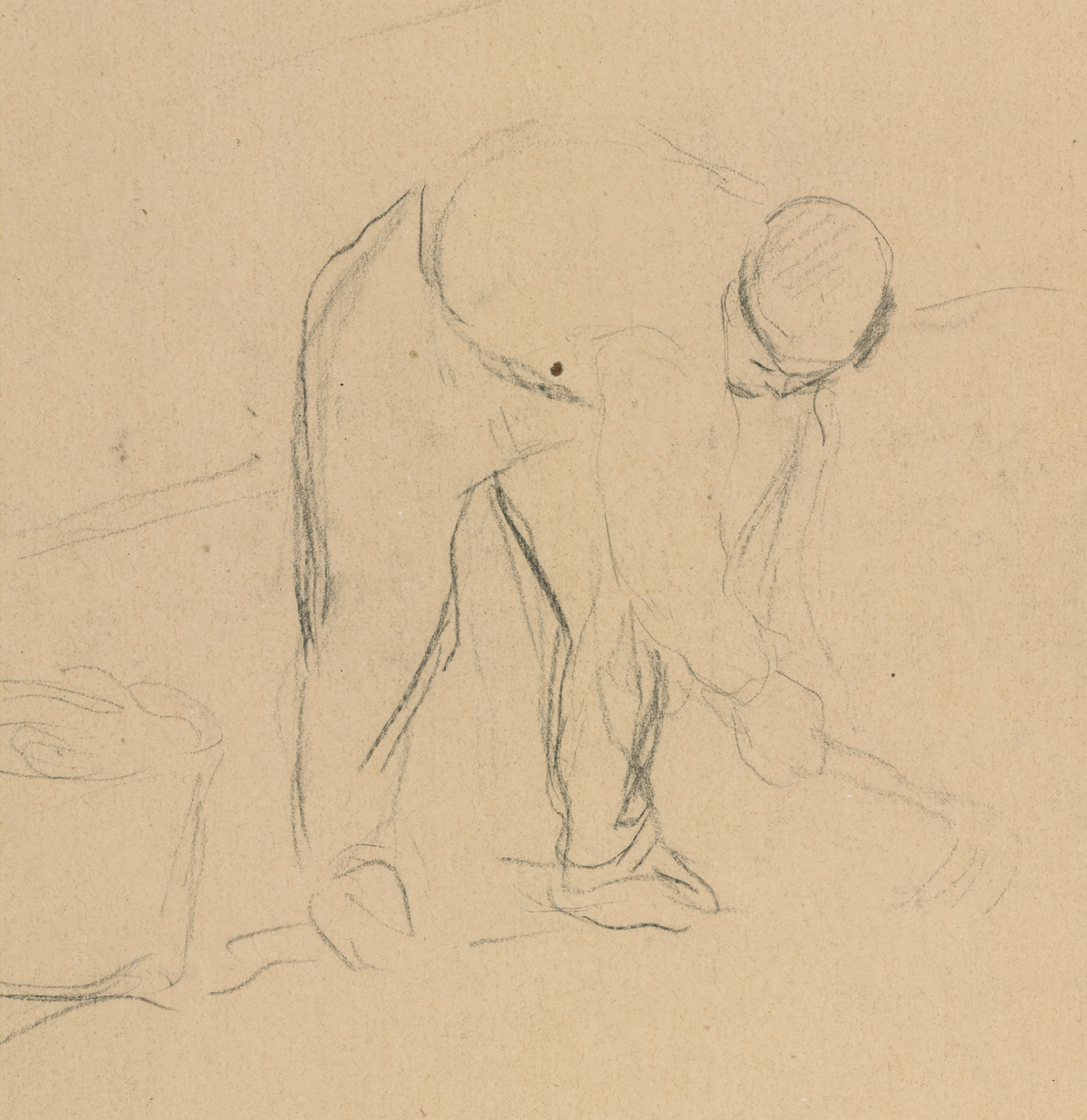 Two Plowmen in a Field by Camille Pissarro