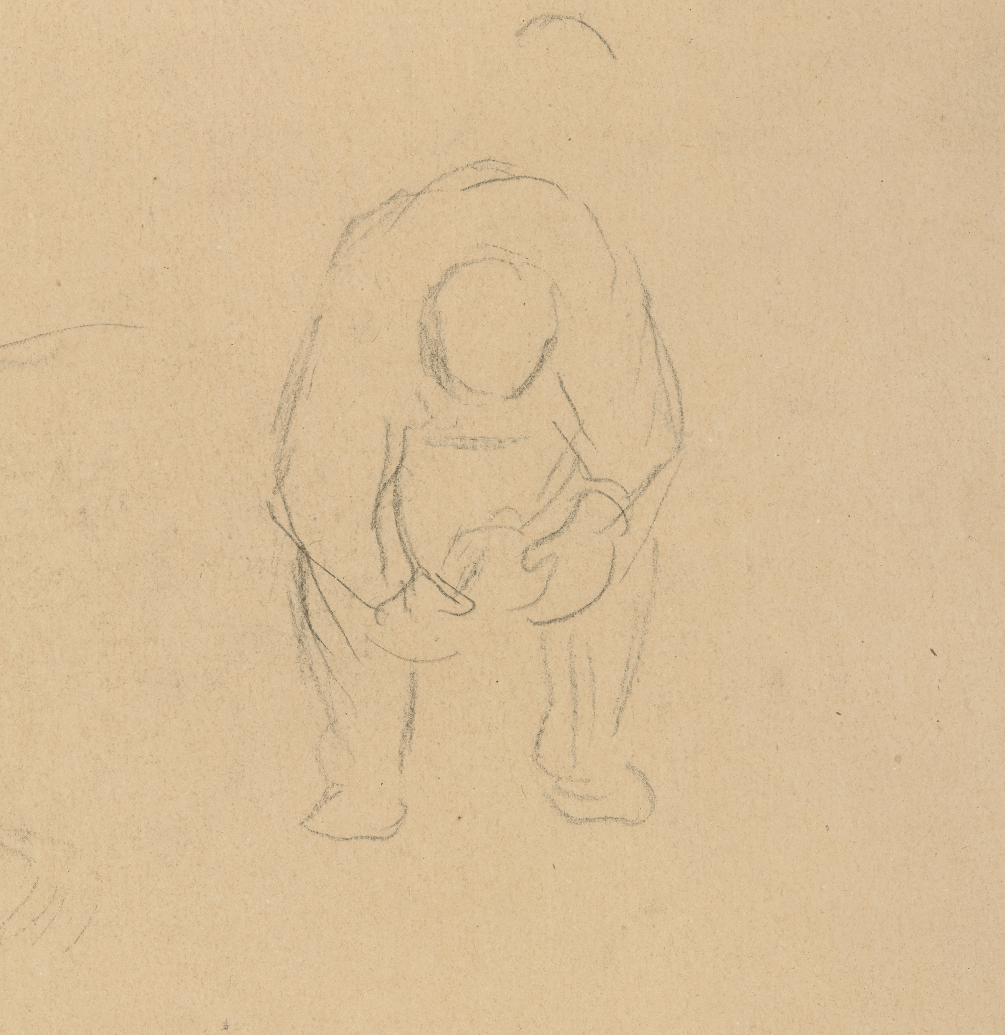 Two Plowmen in a Field by Camille Pissarro