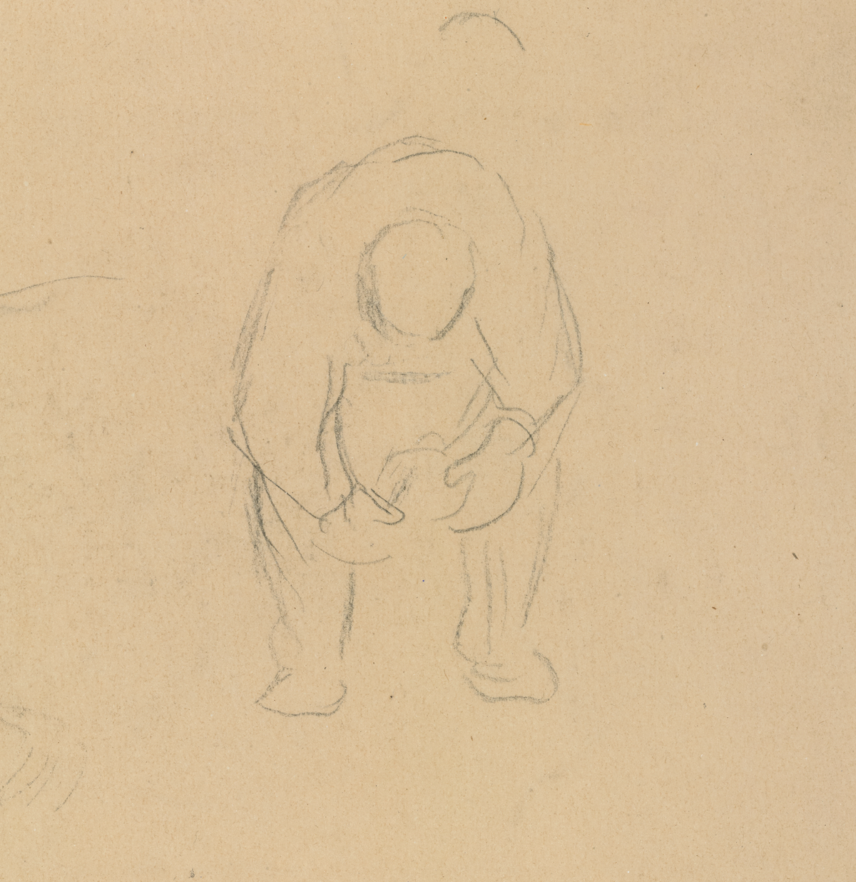 Two Plowmen in a Field by Camille Pissarro