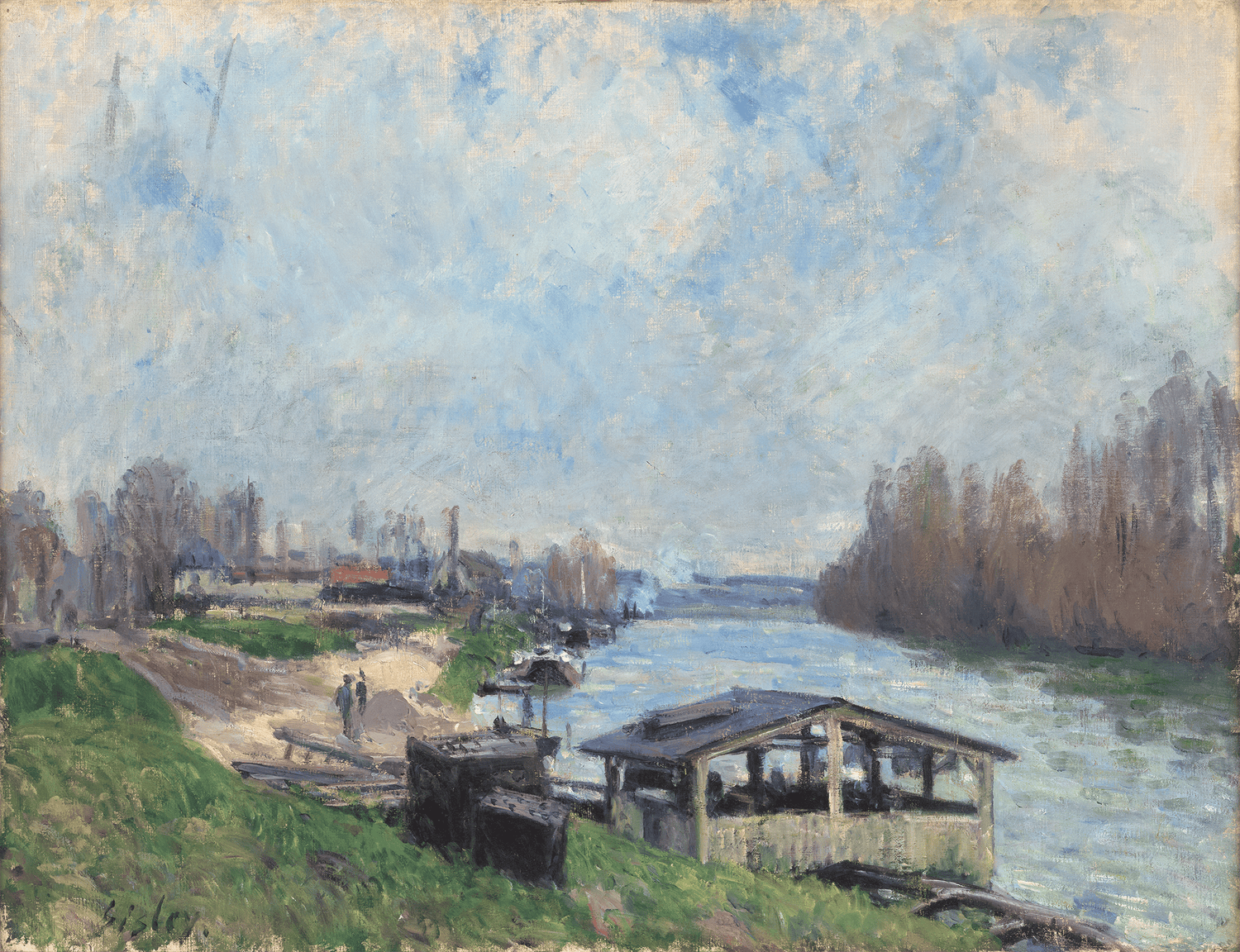Le lavoir de Billancourt by Alfred Sisley