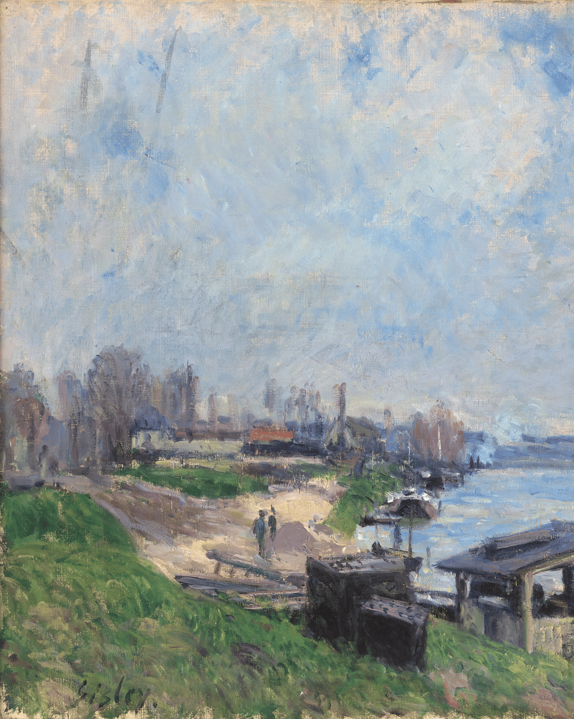 Le lavoir de Billancourt by Alfred Sisley