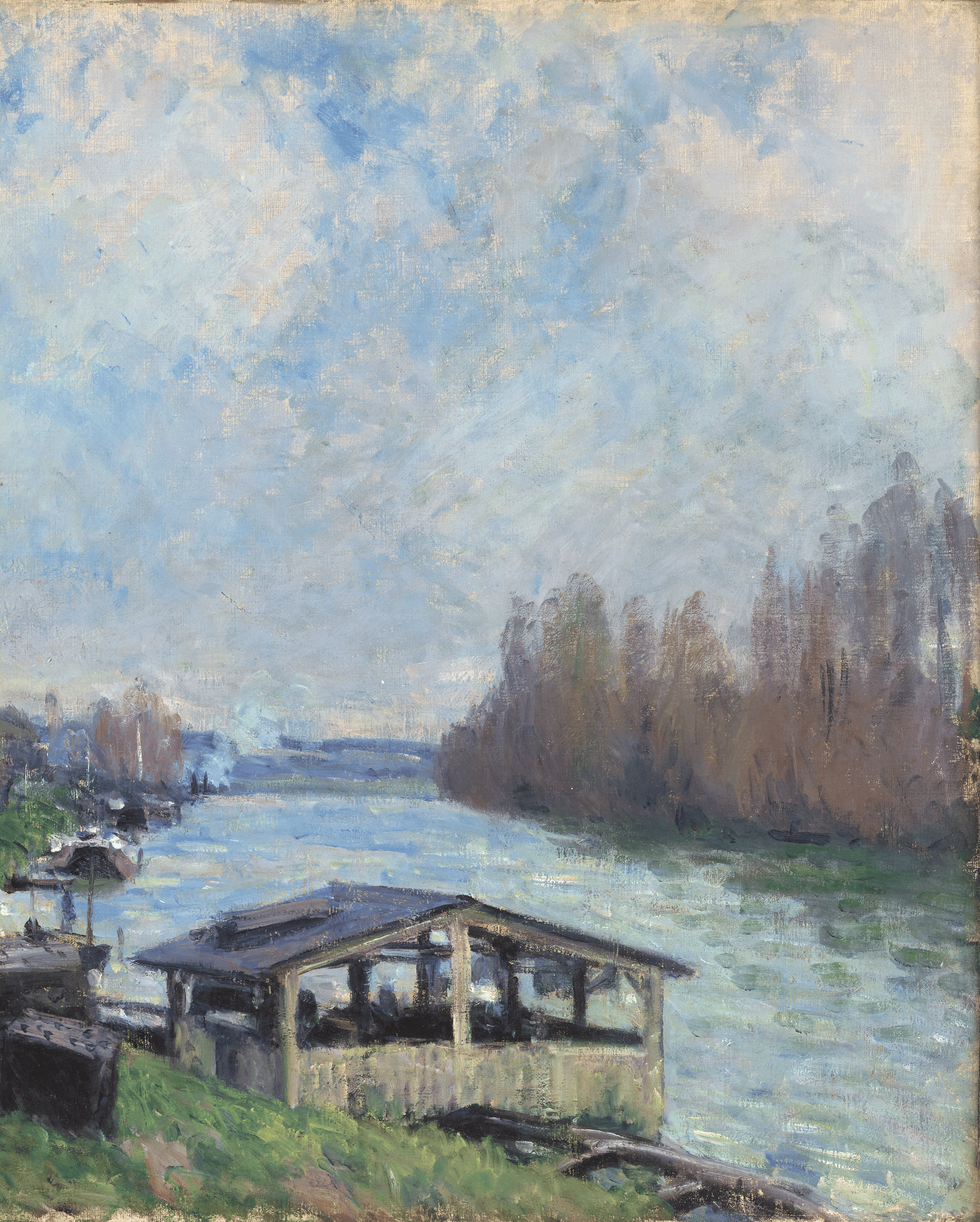 Le lavoir de Billancourt by Alfred Sisley