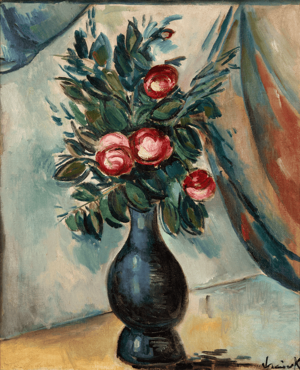 Bouquet of Peonies in a Blue Vase by Maurice de Vlaminck