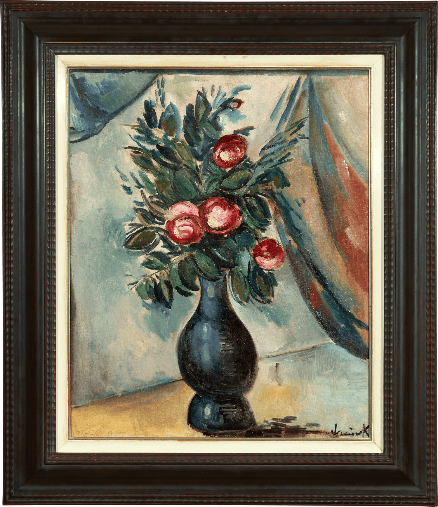 Bouquet of Peonies in a Blue Vase by Maurice de Vlaminck