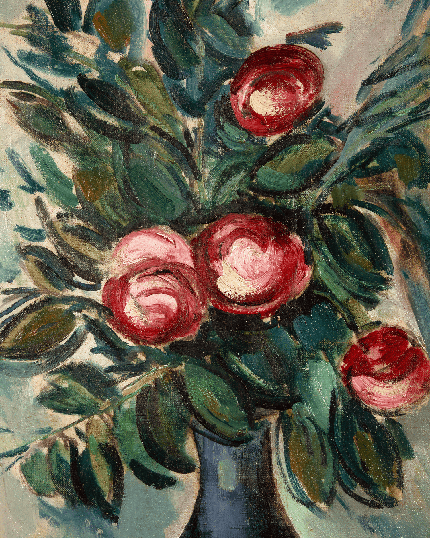 Bouquet of Peonies in a Blue Vase by Maurice de Vlaminck