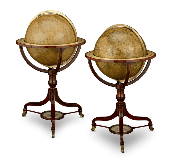 Georgian 21-Inch Terrestrial and Celestial Floor Globes by J. W. Cary