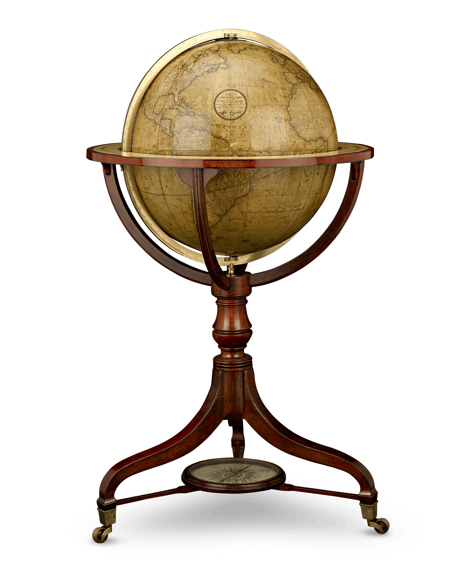 Georgian 21-Inch Terrestrial and Celestial Floor Globes by J. W. Cary