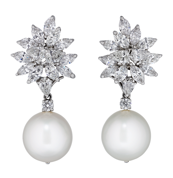 South Sea Pearl and Diamond Earrings