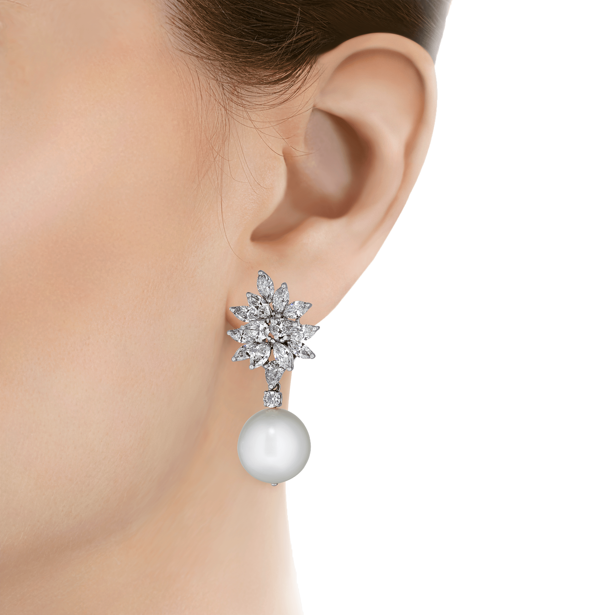 South Sea Pearl and Diamond Earrings