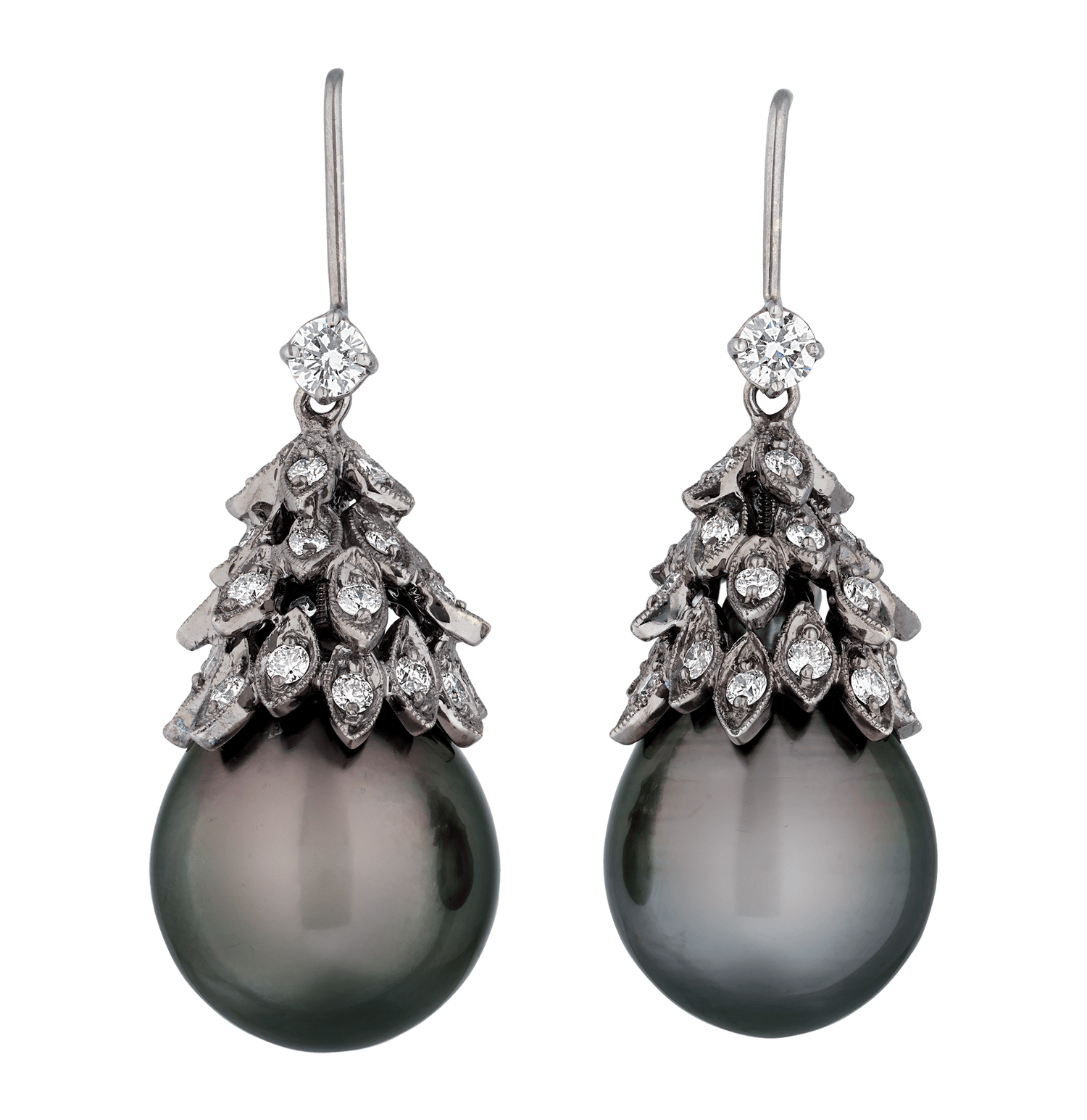 Tahitian Pearl and Diamond Earrings