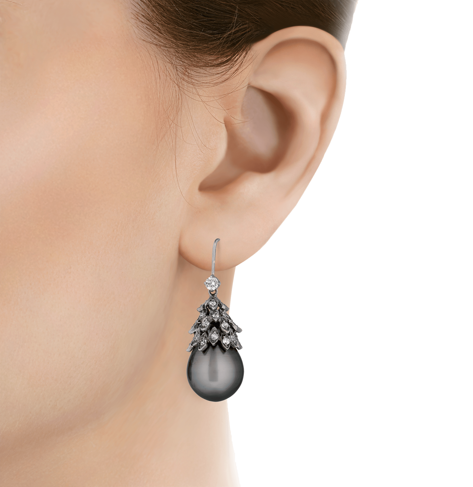 Tahitian Pearl and Diamond Earrings