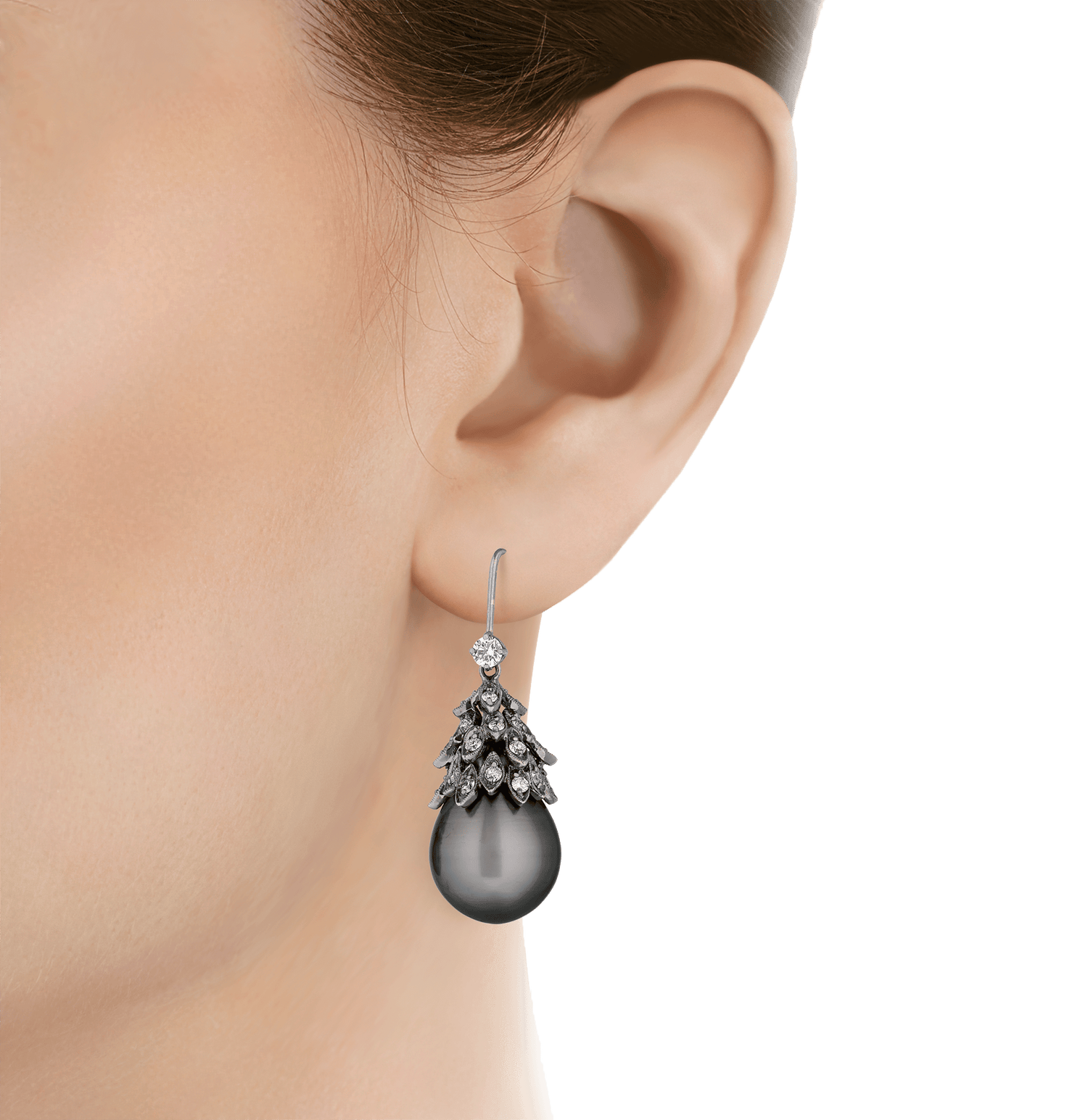 Tahitian Pearl and Diamond Earrings