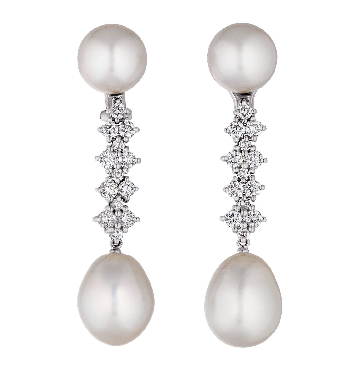 South Sea Pearl and Diamond Drop Earrings