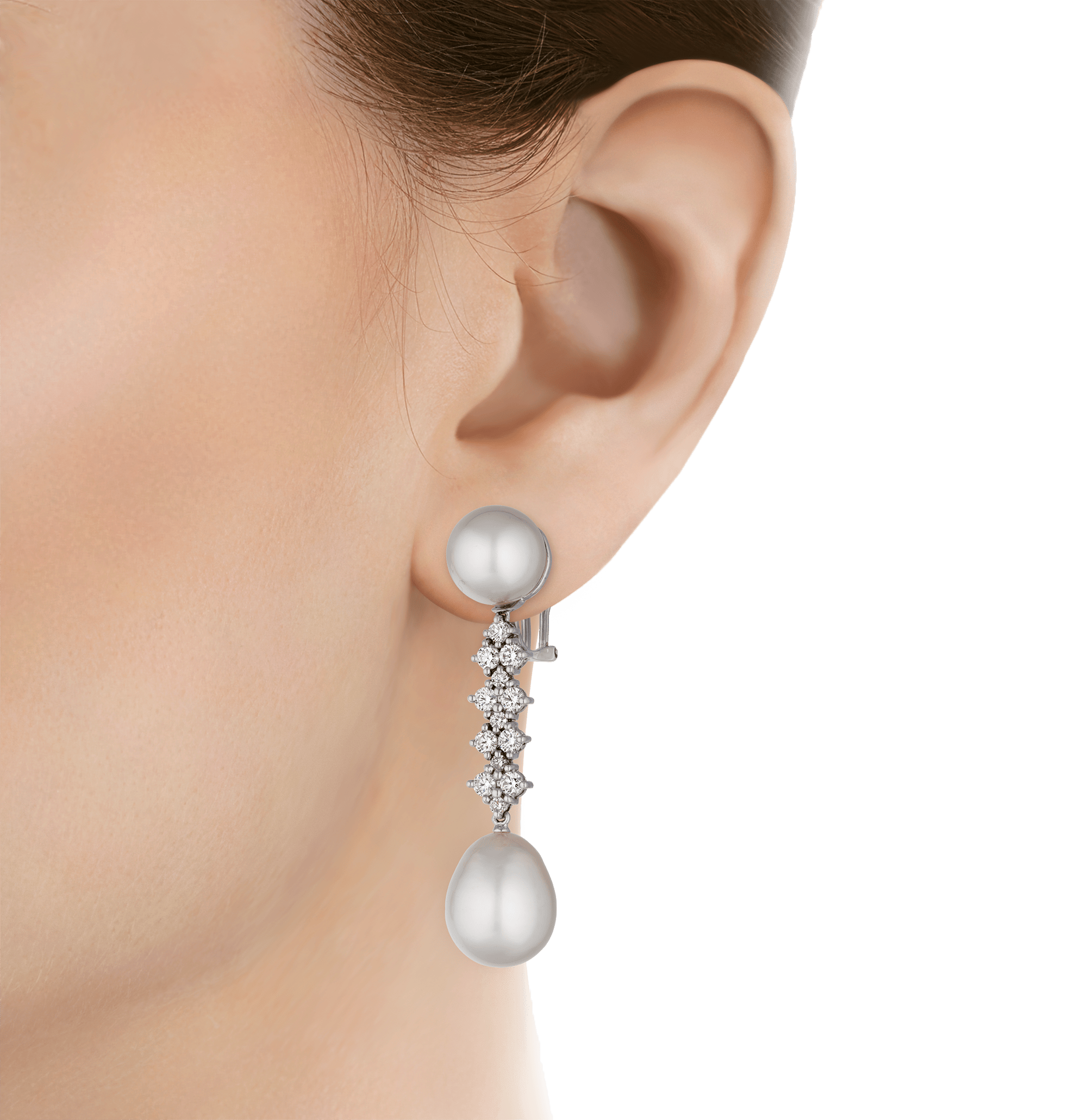 South Sea Pearl and Diamond Drop Earrings