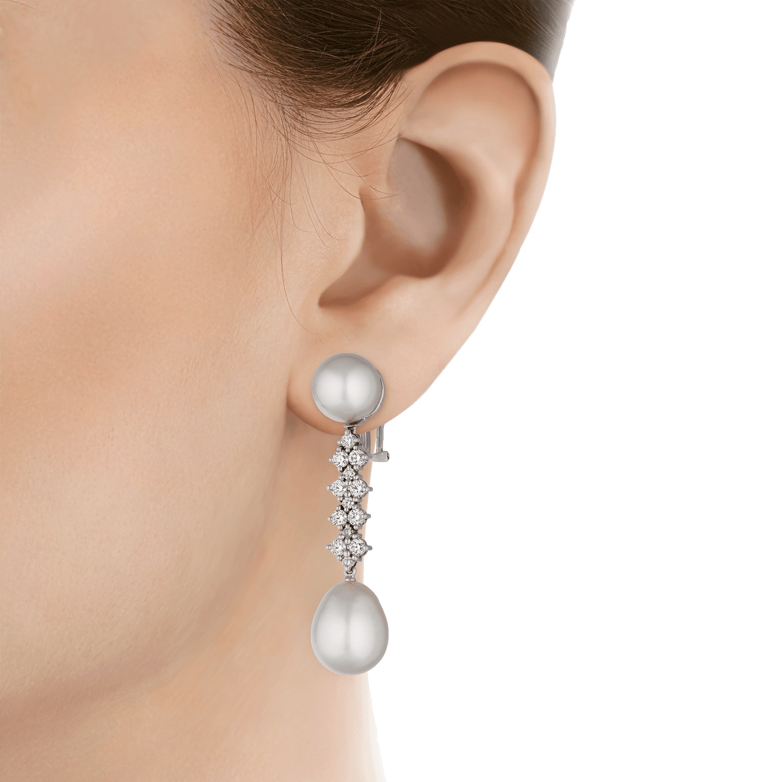 South Sea Pearl and Diamond Drop Earrings