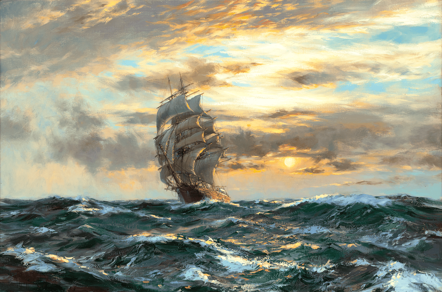 Dawn and a West Wind in the China Seas by Montague Dawson