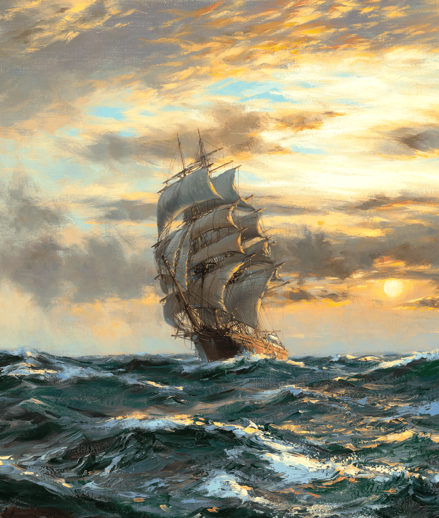 Dawn and a West Wind in the China Seas by Montague Dawson