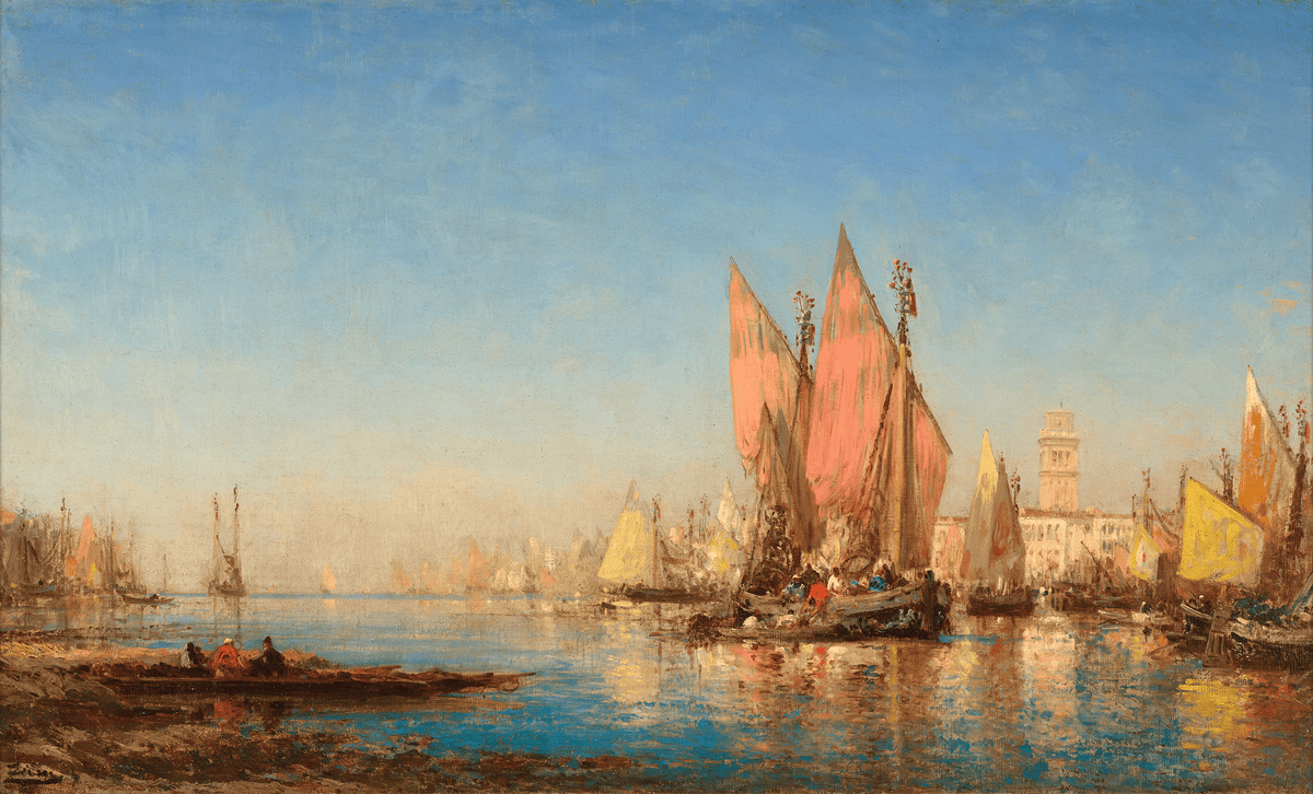 Boats in Chioggia, Venice by Félix-François Georges Ziem