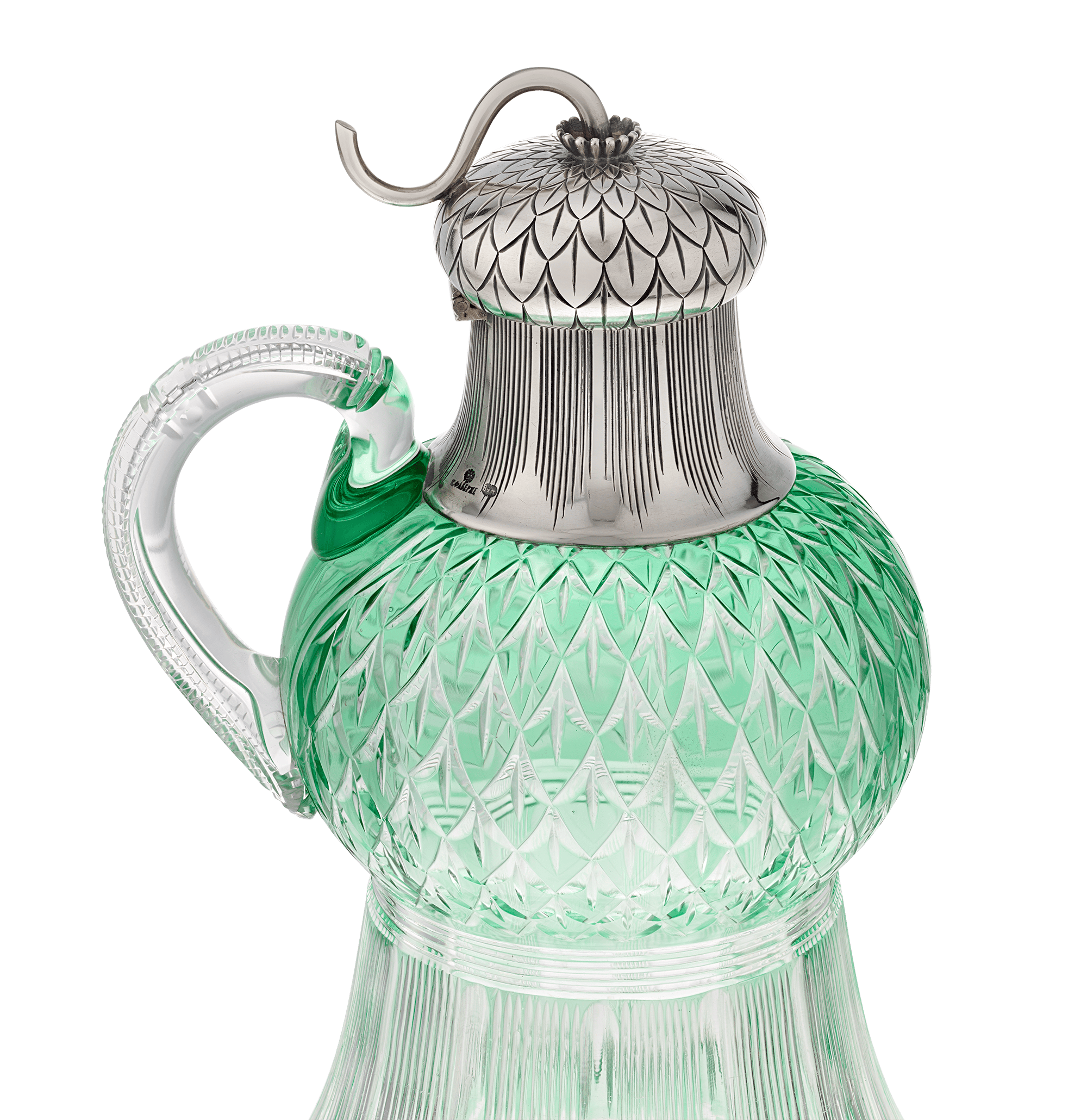 Fabergé Silver-Mounted Glass Thistle-Form Jugs