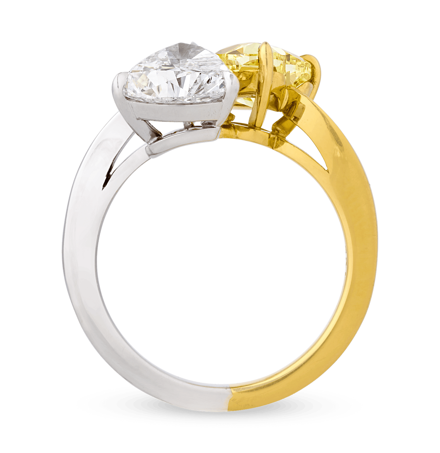 Fancy Vivid Yellow and White Heart Shape Diamond Ring