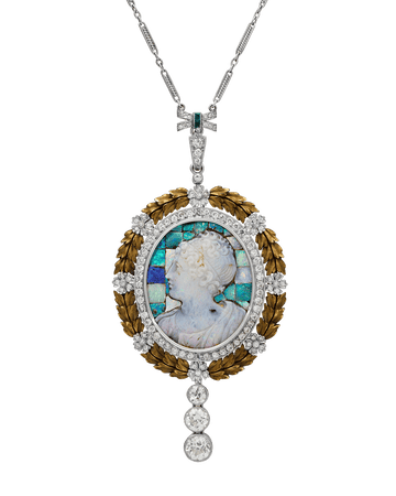 Edwardian Opal Cameo Pendant