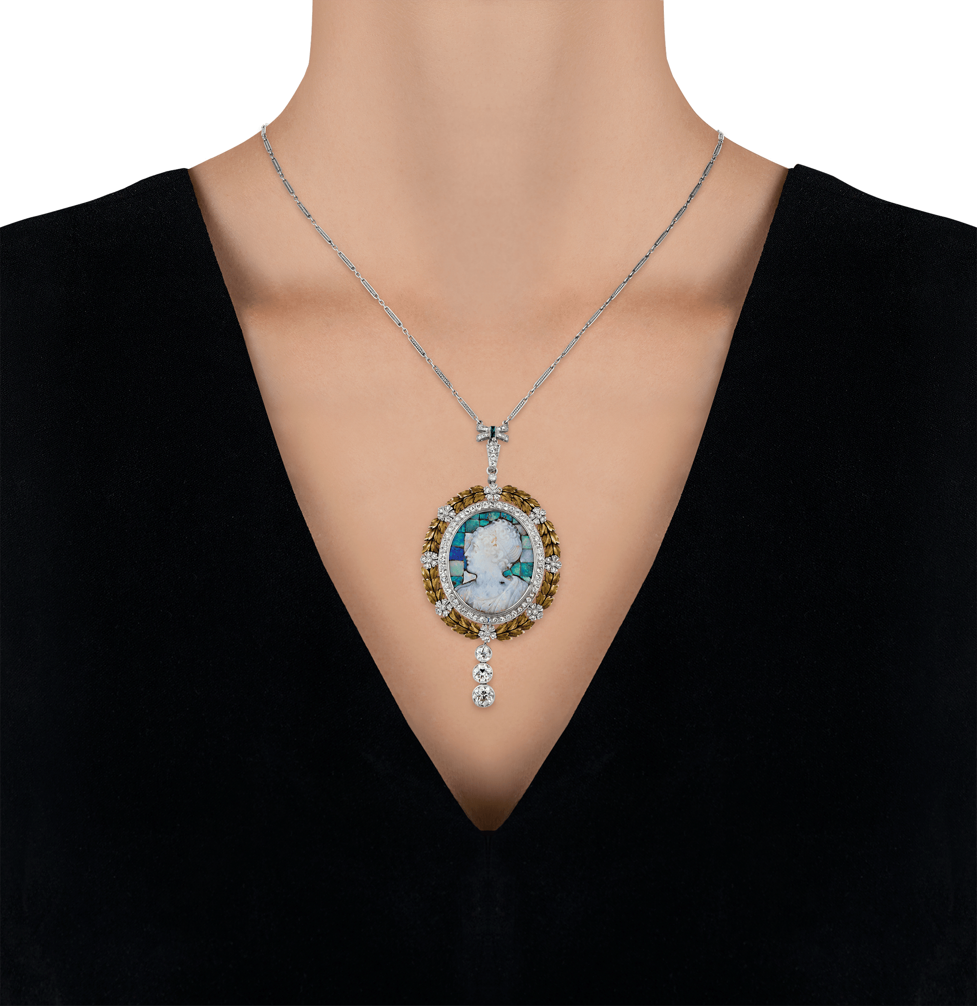 Edwardian Opal Cameo Pendant