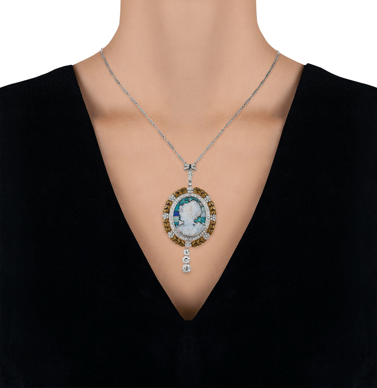 Edwardian Opal Cameo Pendant