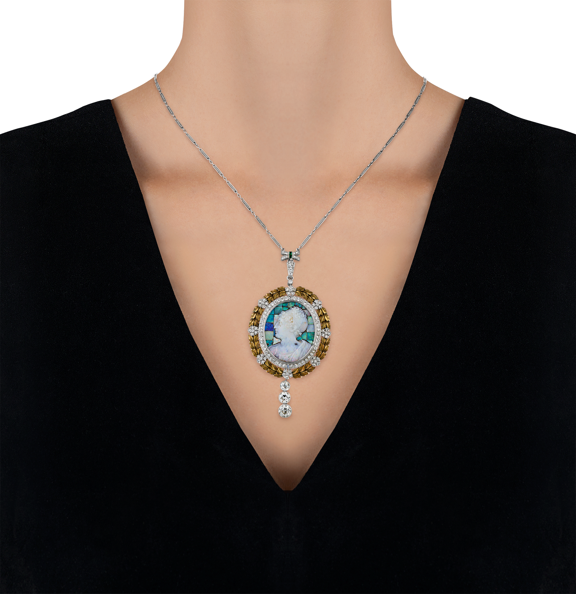 Edwardian Opal Cameo Pendant