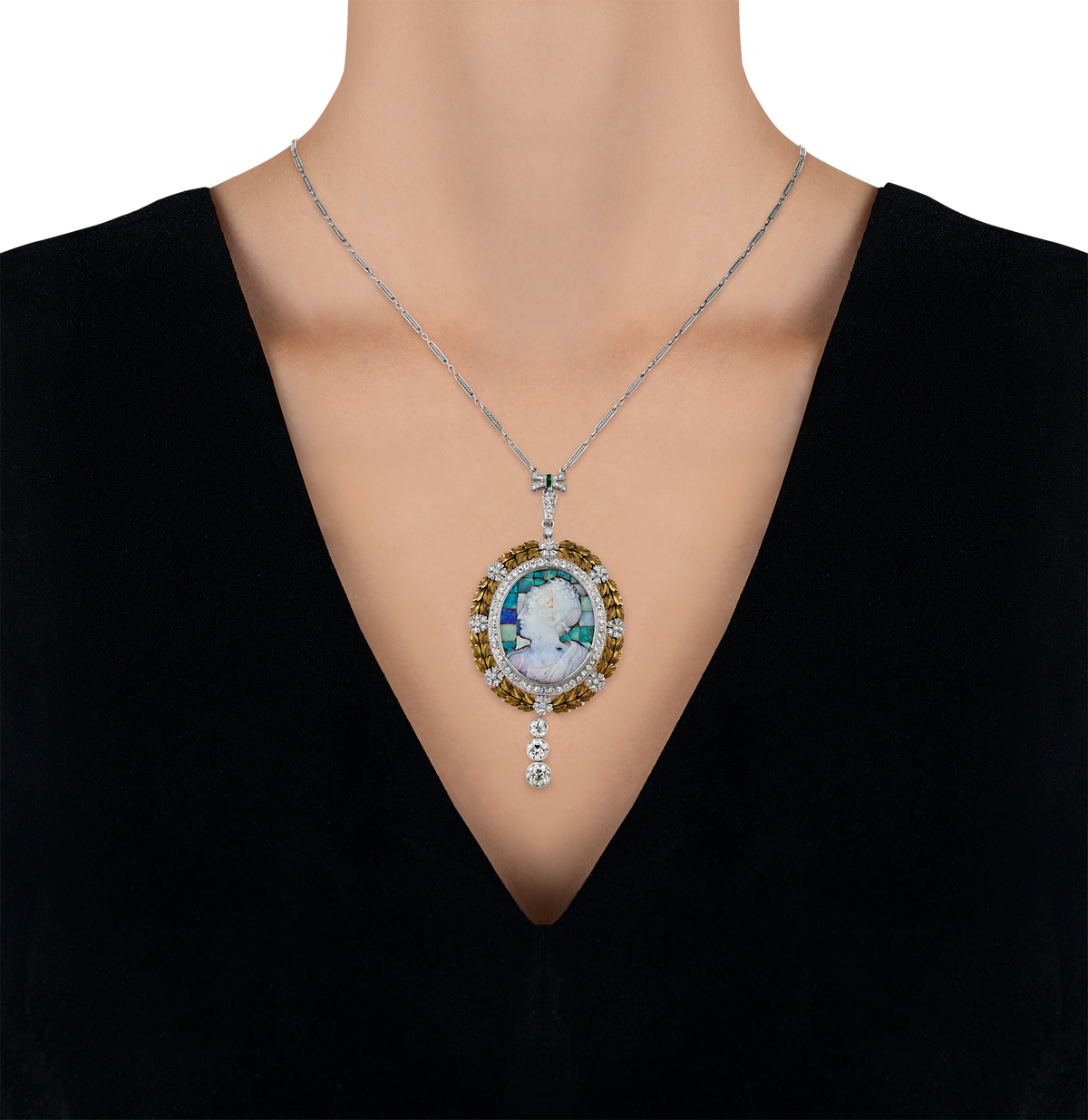 Edwardian Opal Cameo Pendant