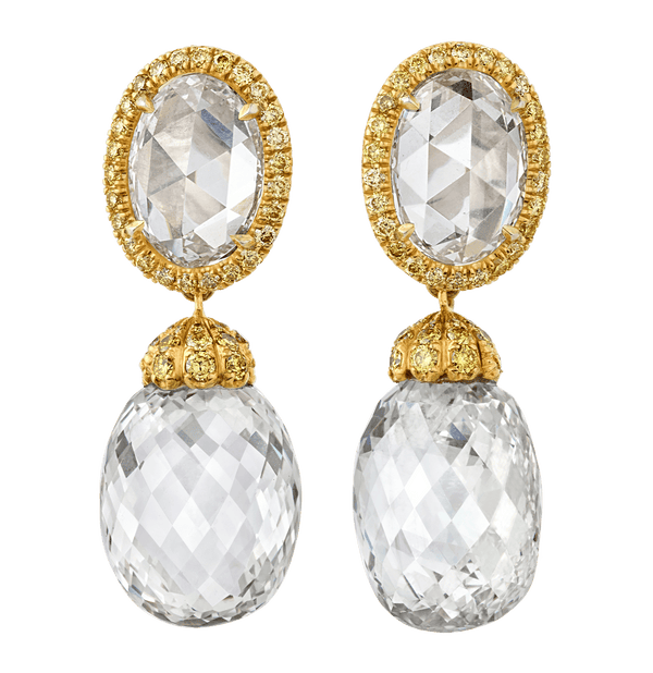 Briolette Diamond Earrings, 30.56 Carats