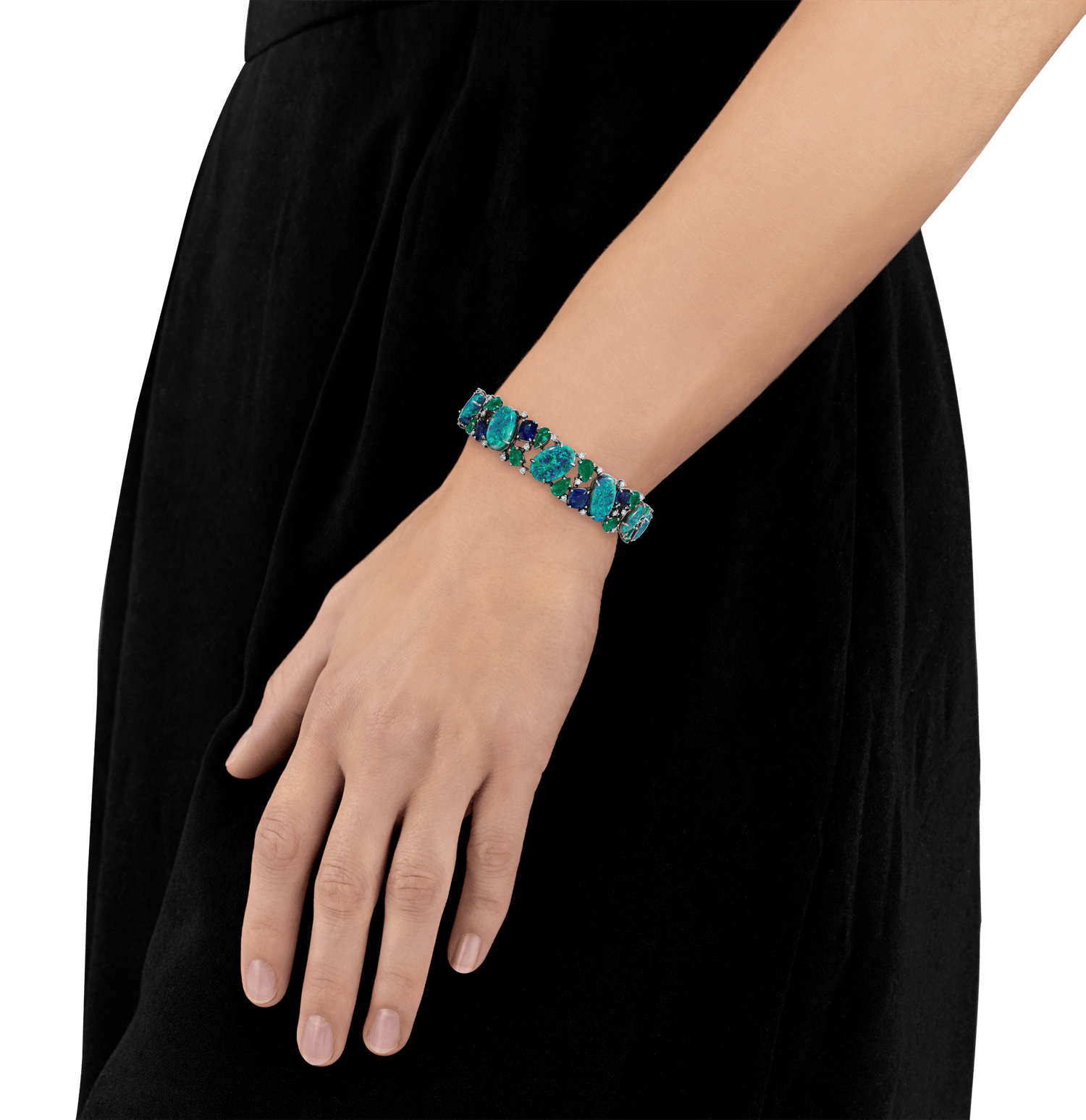 Oscar Heyman Opal, Sapphire and Emerald Bracelet