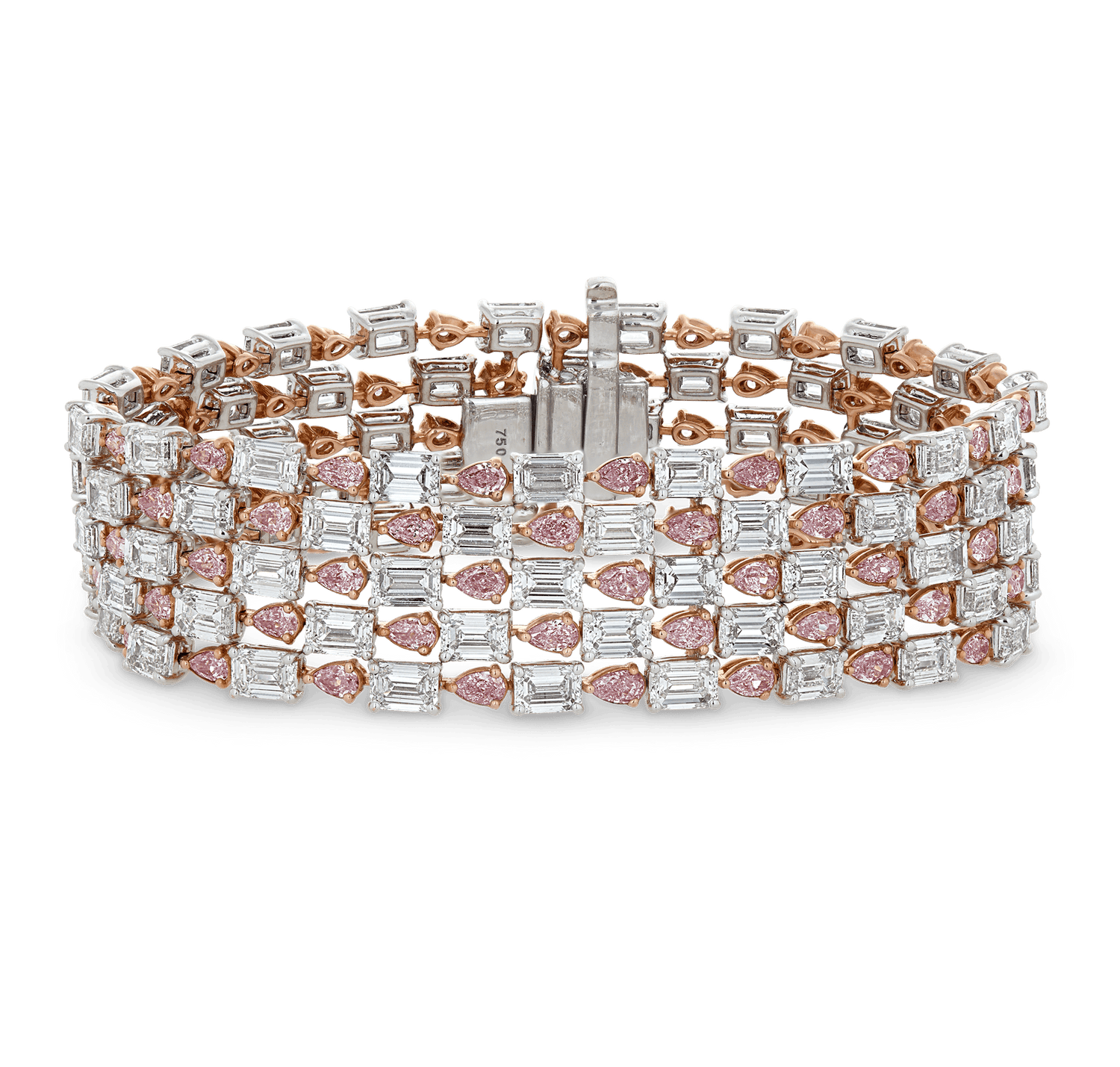 Pink and White Diamond Bracelet, 34.26 Carats
